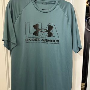Under Armour Men's Short Sleeve Performance Tee in Teal Blue with Logo